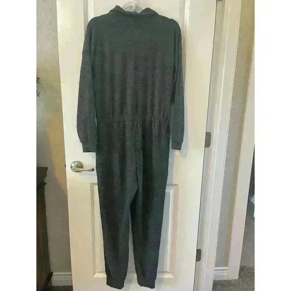 NWOT BOBI Womens Grey long sleeve Jumpsuit Drawstring Waist Size Small SOFT WARM - Picture 2 of 4